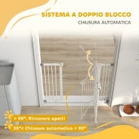 Cancellino per Cani Regolabile fino a 100 cm Senza Viti con 2 Estensioni e Altezza 72 cm, Bianco