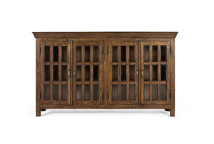 Credenza intagliata a mano in legno di teak riciclato