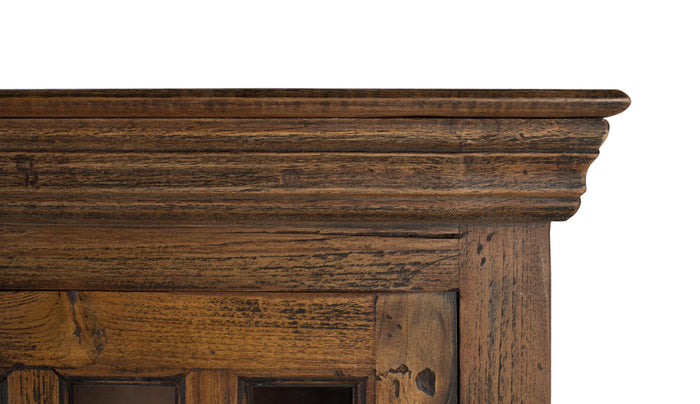 Credenza intagliata a mano in legno di teak riciclato