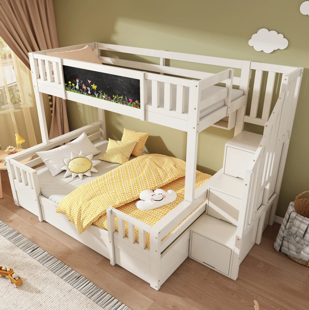 Letto a castello bambini 90x200 e 140x200 cm bianco