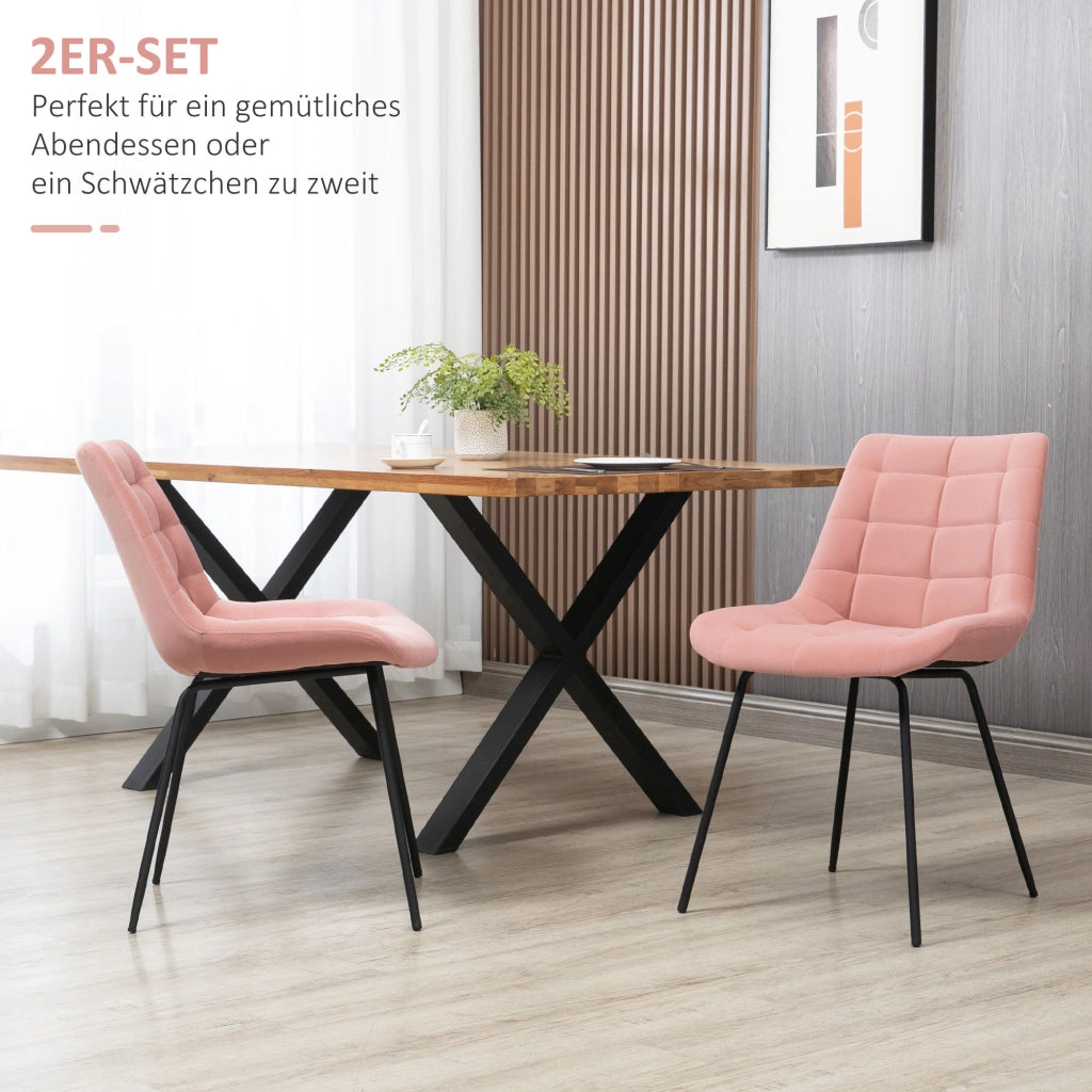 Set 2 Sedie da Pranzo Retr¨° ¨C zephmum ¨C Velluto Rosa 50x61x79 cm