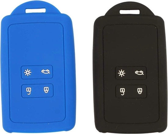 Accessori di Protezione per Chiave a Distanza a 4 Tasti per Auto, Copertura e Protezione per Chiave, Set di 2, Compatibile con Koleos Kadjar Megane 2016 2017 (Nero/Blu)
