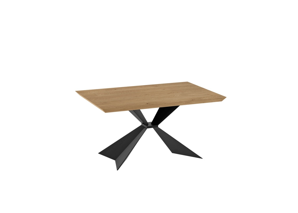 Tavolo Fisso Rettangolare Stark 160x90 cm in Impiallacciato Rovere Naturale con Gambe in Metallo Nero - Design Moderno Elegante