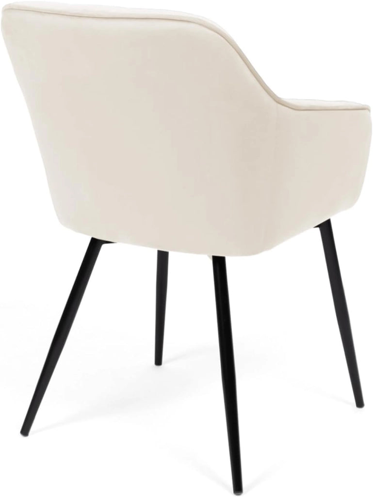 Lote de 2 sillas de comedor MADY de terciopelo beige con reposabrazos