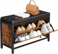 Scarpiera rustica marrone Valora con seduta morbida in stile loft e moderno