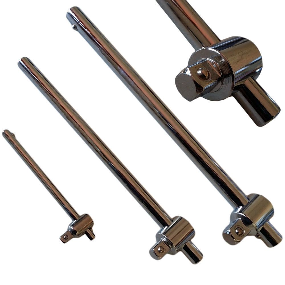 Trade Shop - Set 3 Pz Asta Barra A T Per Bussole Torx Innesto 1/2" 3/8" 1/4" Cromo Vanadium -