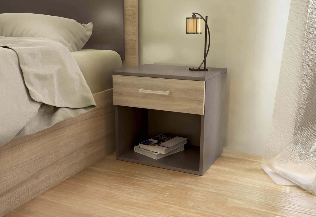 Comodino un cassetto e un vano in Legno Composito cm 44 4x33x43 5 - JAY
