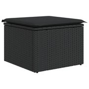 Sgabello da giardino con cuscino nero 55x55x37 cm in polyrattan CFW2999953