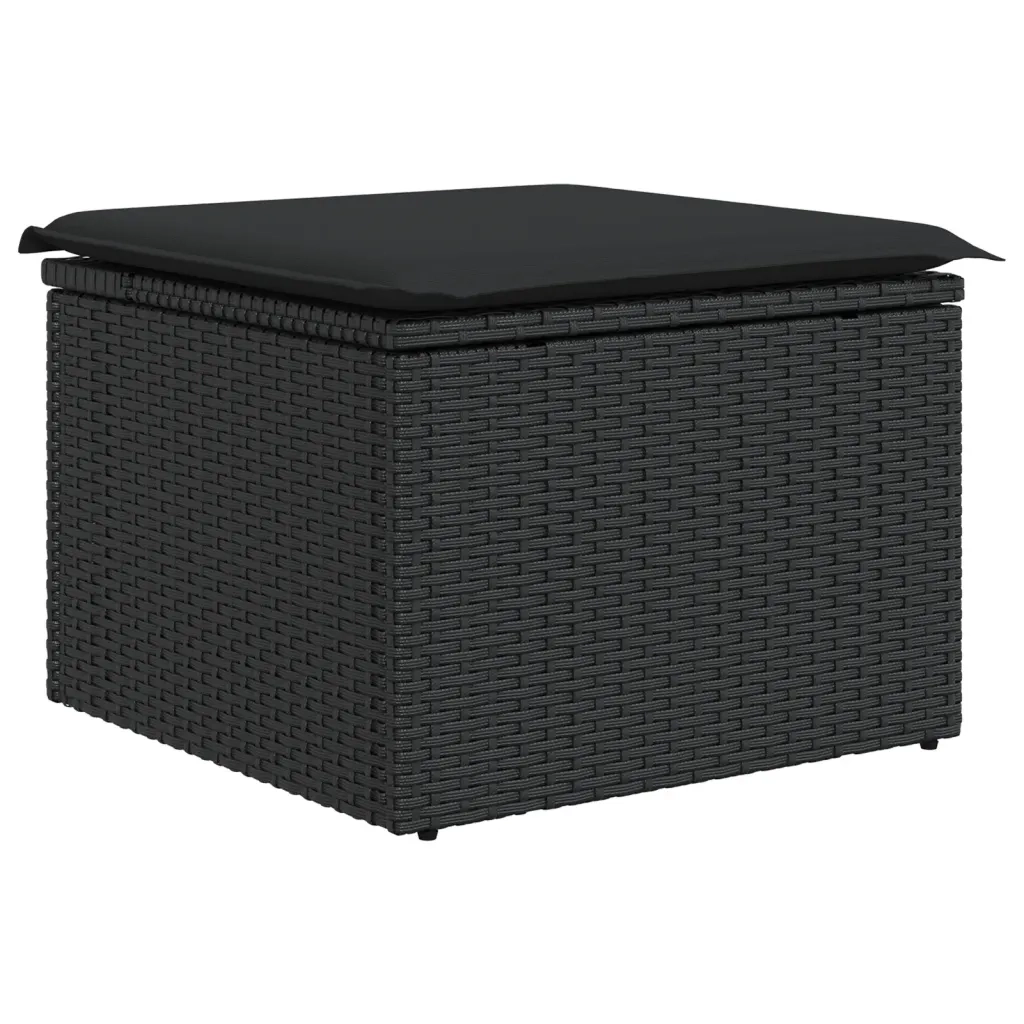 Sgabello da giardino con cuscino nero 55x55x37 cm in polyrattan CFW2999953