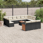Set Divani da Giardino 14pz con Cuscini in Polyrattan Nero 3228142