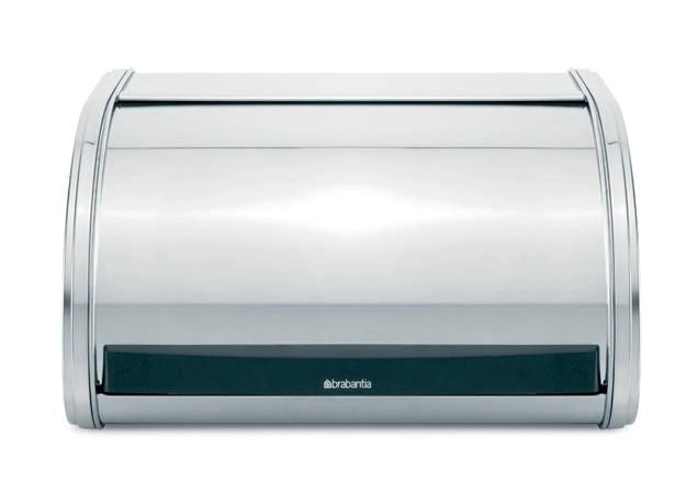 Brabantia 339585 Roll Top Contenitore per Pane Acciaio Inossidabile Brillante con Apertura a Scomparsa Silenziosa e Base Bugnata colore Argentato