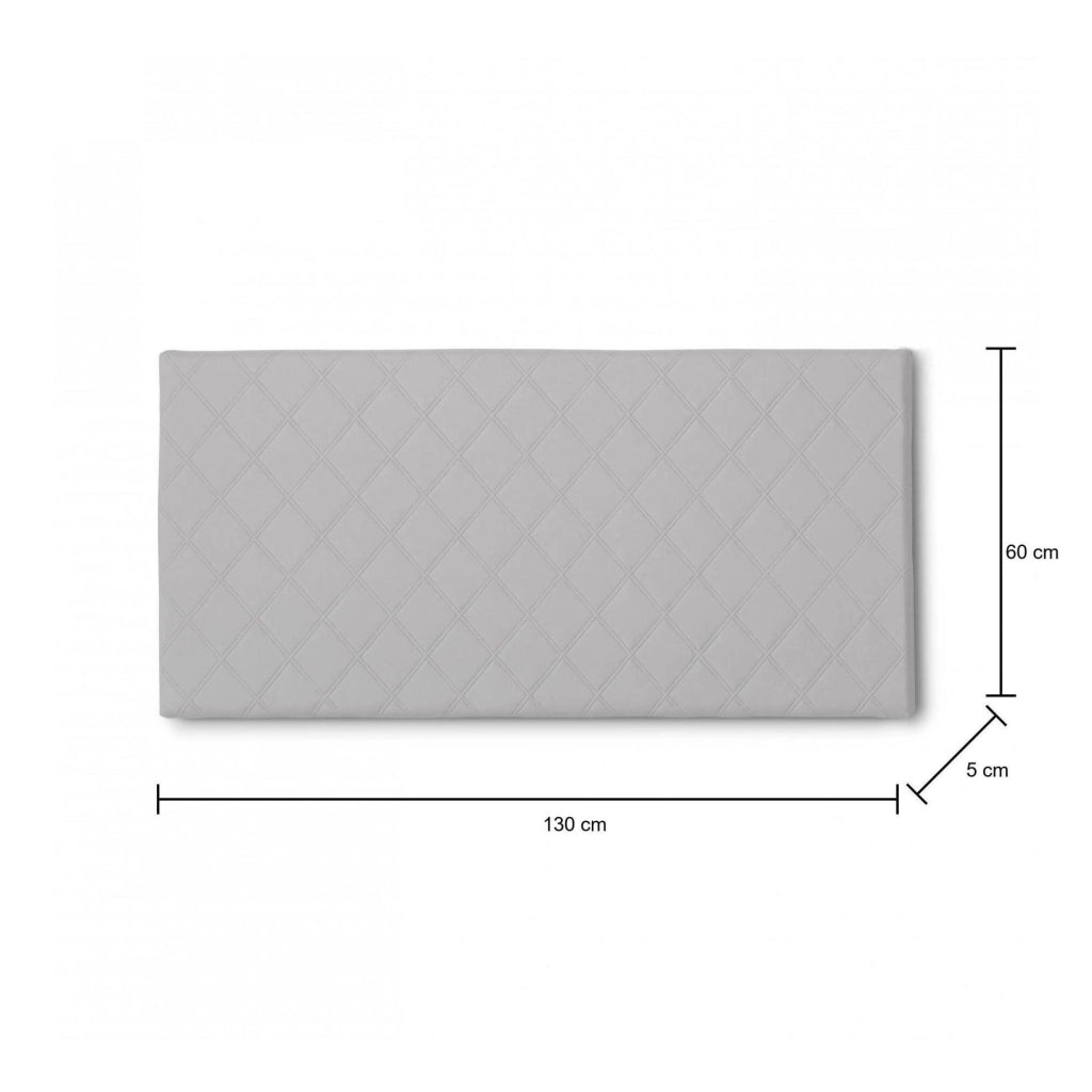 Letto piazza e mezza Acca, Testata in ecopelle a muro, Made in Italy, adatta a letto da una piazza e mezza, cm 130x60, Bianco
