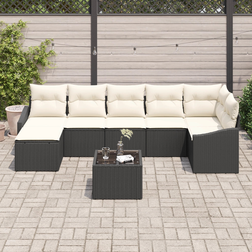 Set Pranzo Giardino 7 Pezzi con Cuscini Rattan Polyrattan Marrone