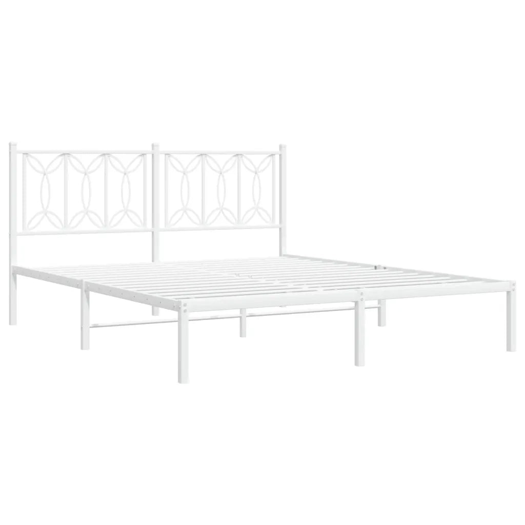 vidaXL Giroletto con Testiera Metallo Bianco 160x200 cm