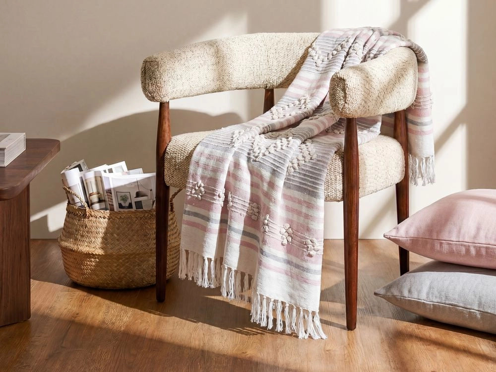 Coperta rosa plaid 125 x 150 cm Copriletto in stile Boho moderno