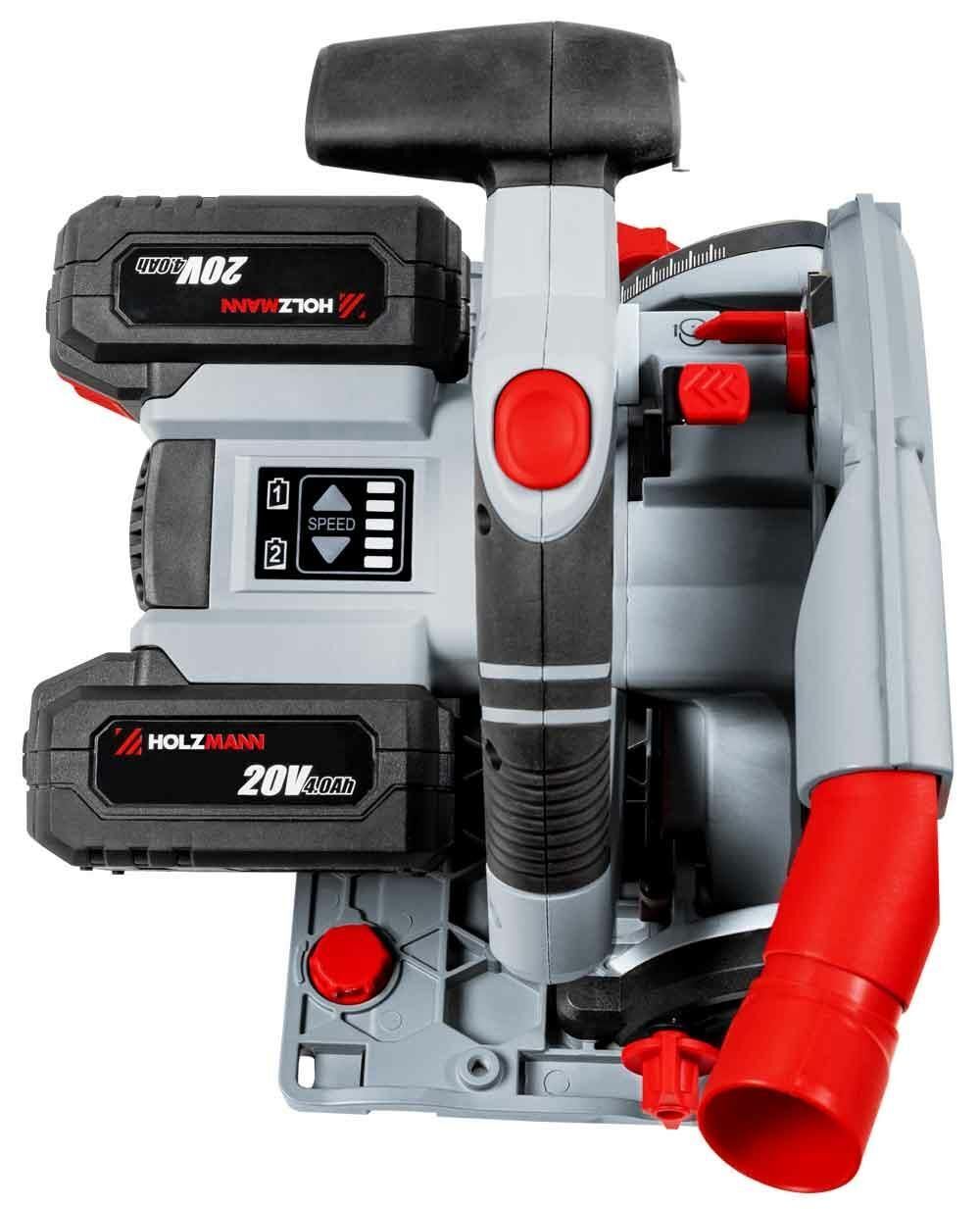 Holzmann TAS165AKKU sega circolare portatile 16,5 cm Nero, Grigio, Rosso 5500 Giri/min 100 W