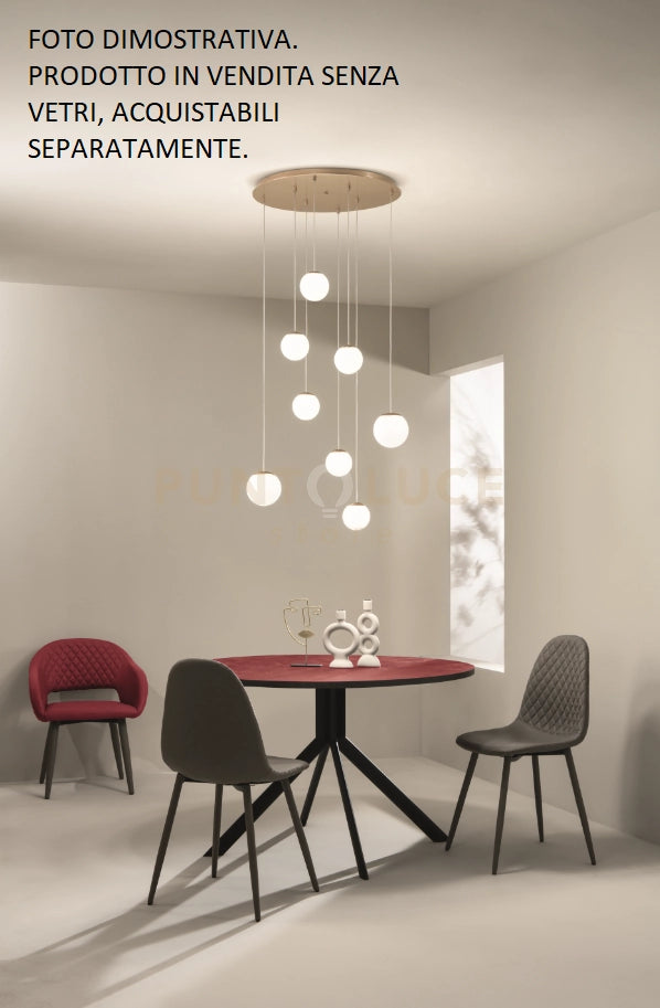 SOSPENSIONE SANTOS 8 LUCI ORO LED 3000K 4703LM 60W D.11-14CM SENZA VETRI