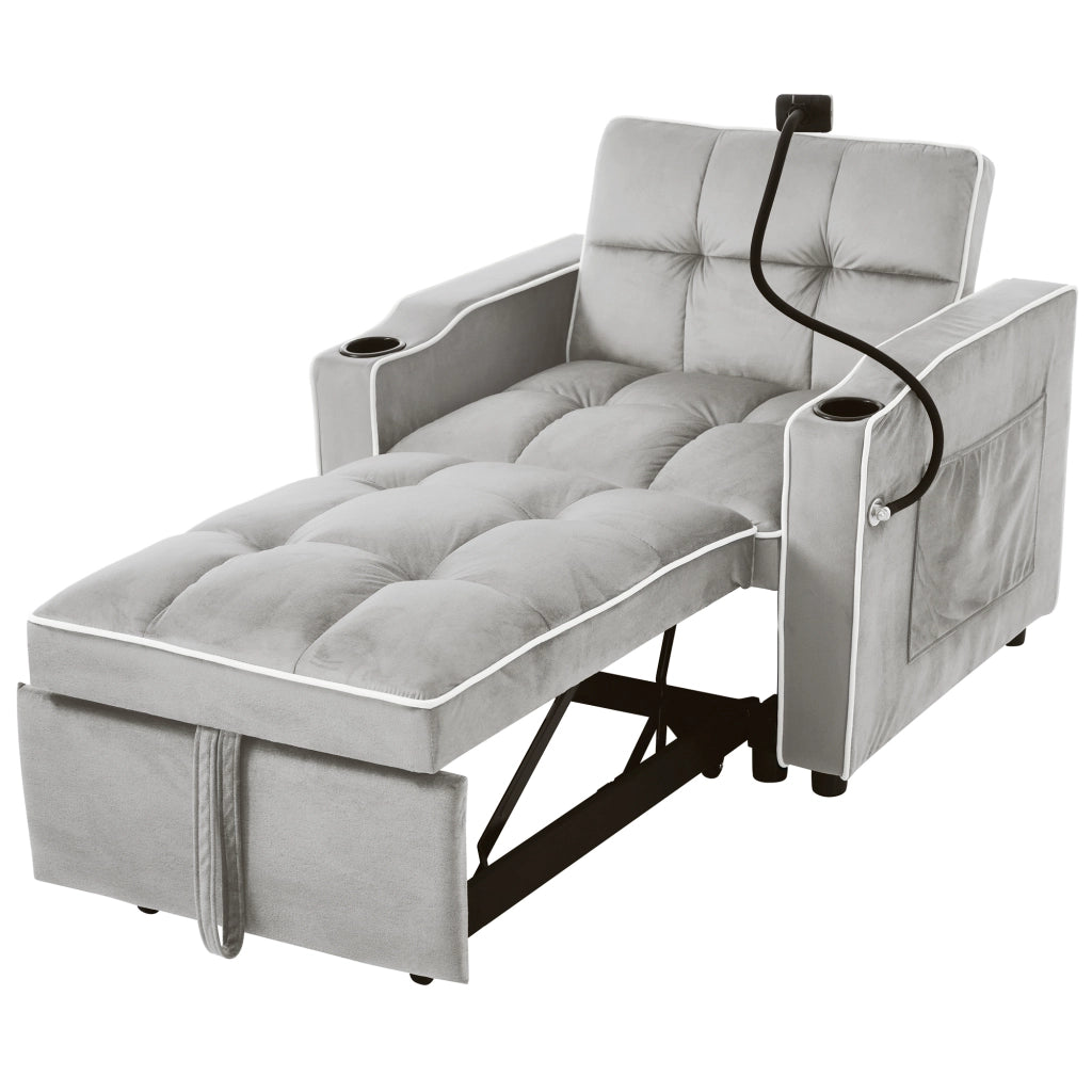 Divano letto estraibile 3 in 1 - Zephmum- 83x167x76cm- Con porta bicchieri e supporto per smartphone