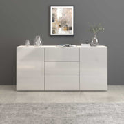 Credenza Egypt a 2 ante e 3 cassetti bianco lucido 160x40x80 cm