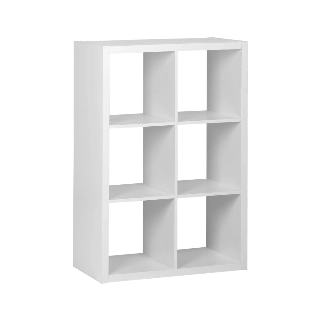 Libreria a 2 livelli con 6 scomparti, bianco