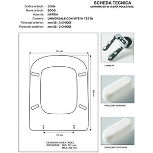 Copriwater hatria edos bianco cerniera cromo-sedile-asse wc