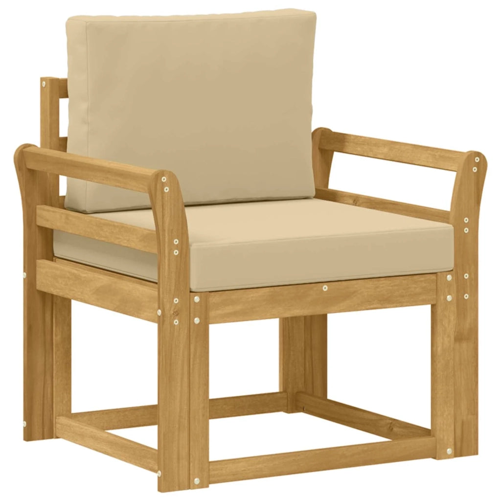 2 Pezzo Set di divani da esterno Poliestere Bianco e Beige