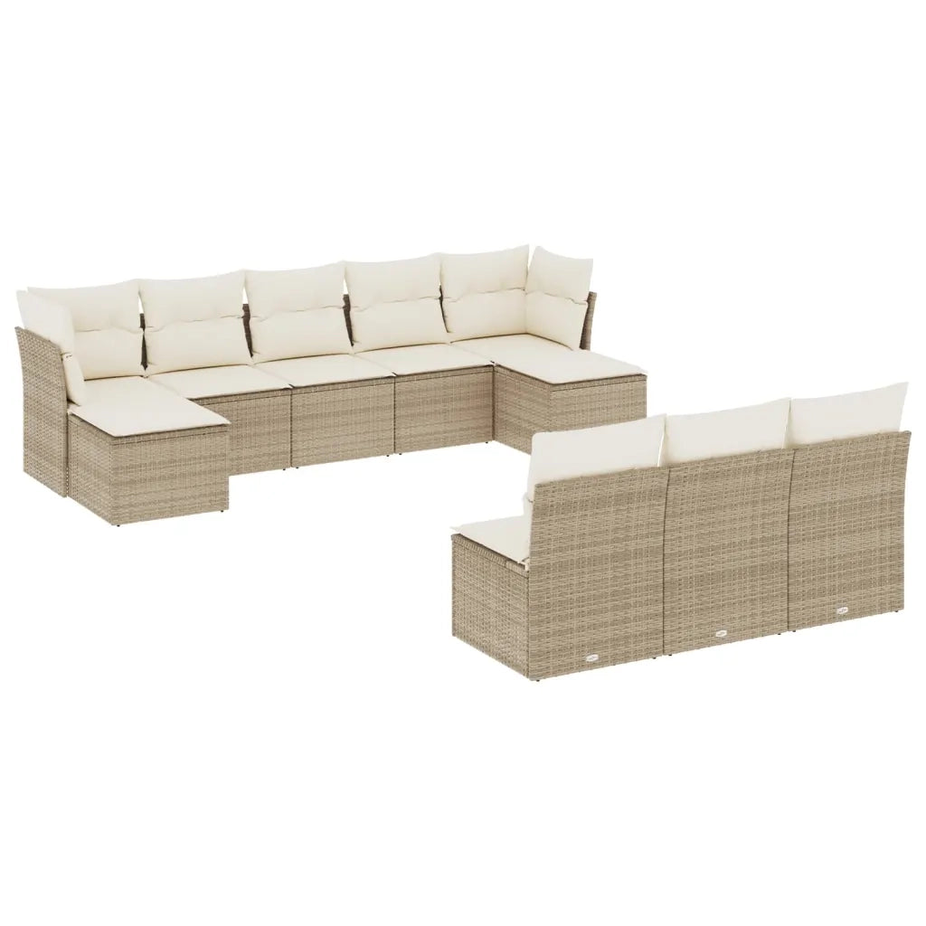 Set Divano da Giardino 10 pz con Cuscini Beige in Polyrattan 3250127