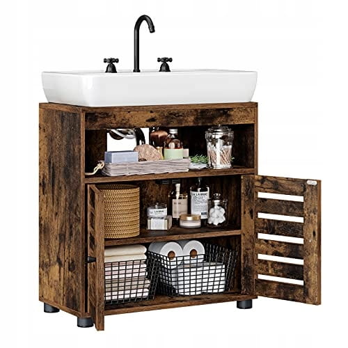 Mobiletto da bagno Valora rustico marrone sottolavabo in stile loft | durevole