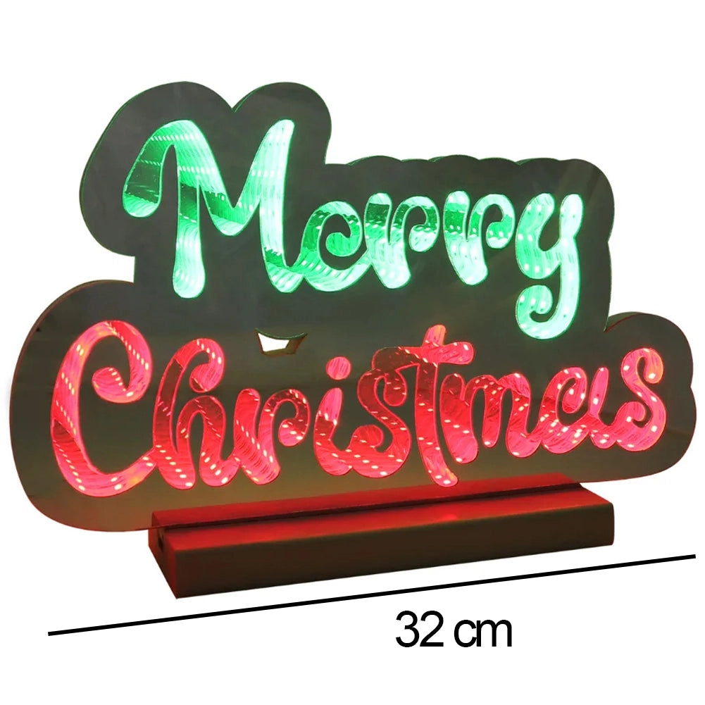 Scritta Merry Christmas Infinity 32cm Addobbo Luminoso Decorazione LED Natalizia