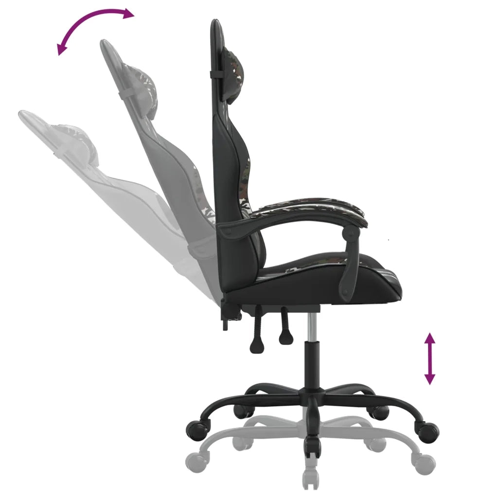 Sedia da Gaming Girevole Nero e Mimetico in Similpelle cod mxl 77177