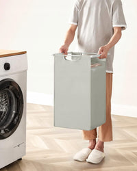 Cesto portabiancheria Valora bianco a 3 scomparti con piano in MDF stile loft