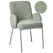 Sedia da sala da pranzo Rivestimento bouclé verde chiaro Base leggera Struttura in ferro Design retrò