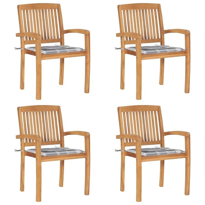 Sedie da Giardino Impilabili 4 pz con Cuscini Massello di Teak cod mxl 24432