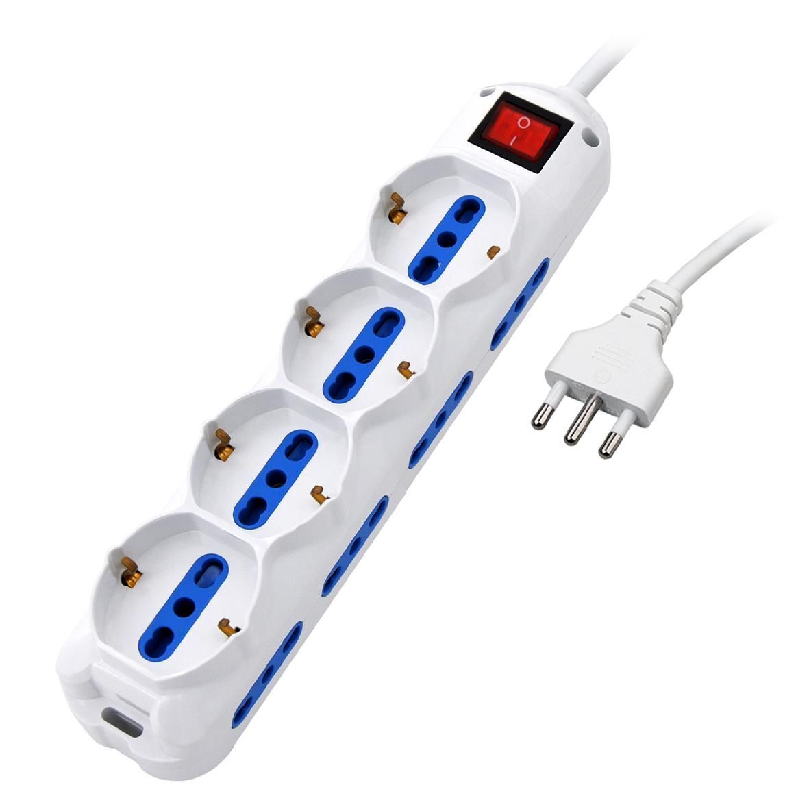 Atlantis Land P011-SL2514-W prolunghe e multiple 1,5 m 12 presa(e) AC Interno Blu, Bianco