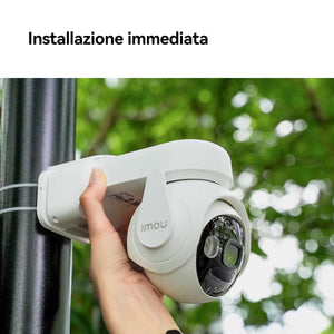 Imou Cell PT Kit - Telecamera da Esterno a batteria con risoluzione 2K (3MP), Rilevamento Movimento/Umano, Visione Notturna a Colori, Audio Bidirezionale, IP66