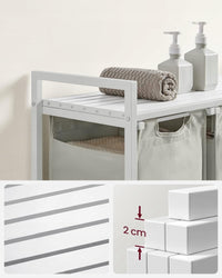 Cesto portabiancheria Valora bianco a 3 scomparti con piano in MDF stile loft