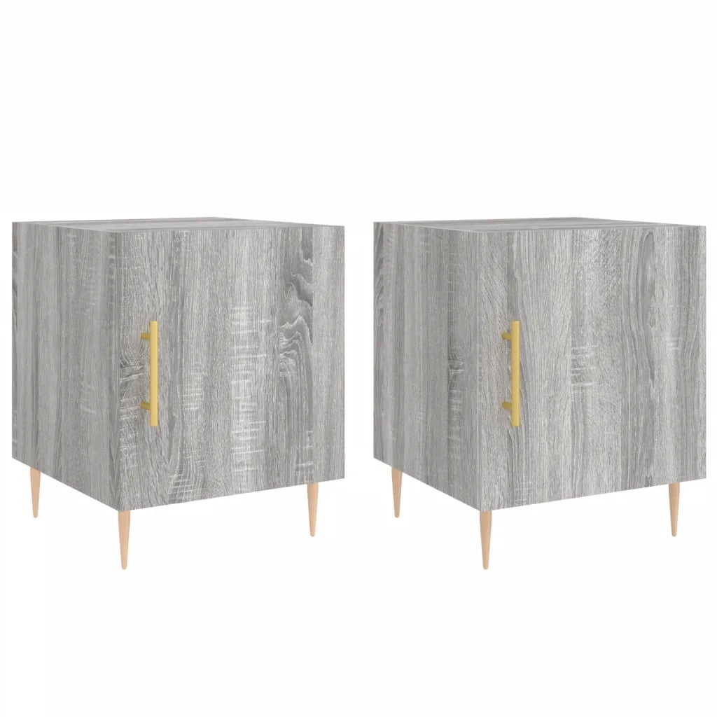 Set di 2 Comodini | Armadio da Notte | Mobiletto da notte Grigio Sonoma 40x40x50 cm in Legno Multistrato