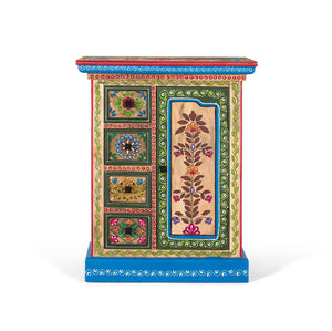 Credenza in legno di mango con anta decorata a mano