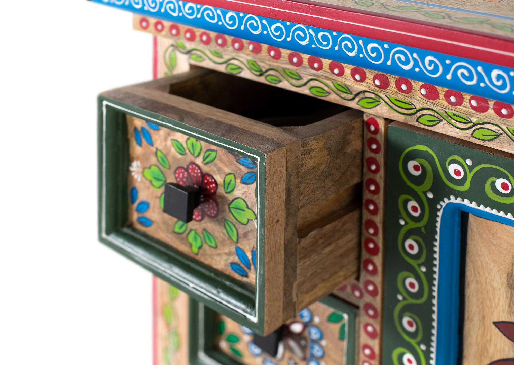 Credenza in legno di mango con anta decorata a mano