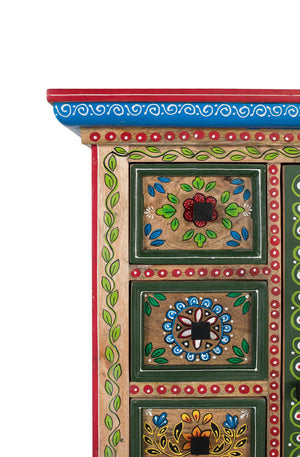 Credenza in legno di mango con anta decorata a mano