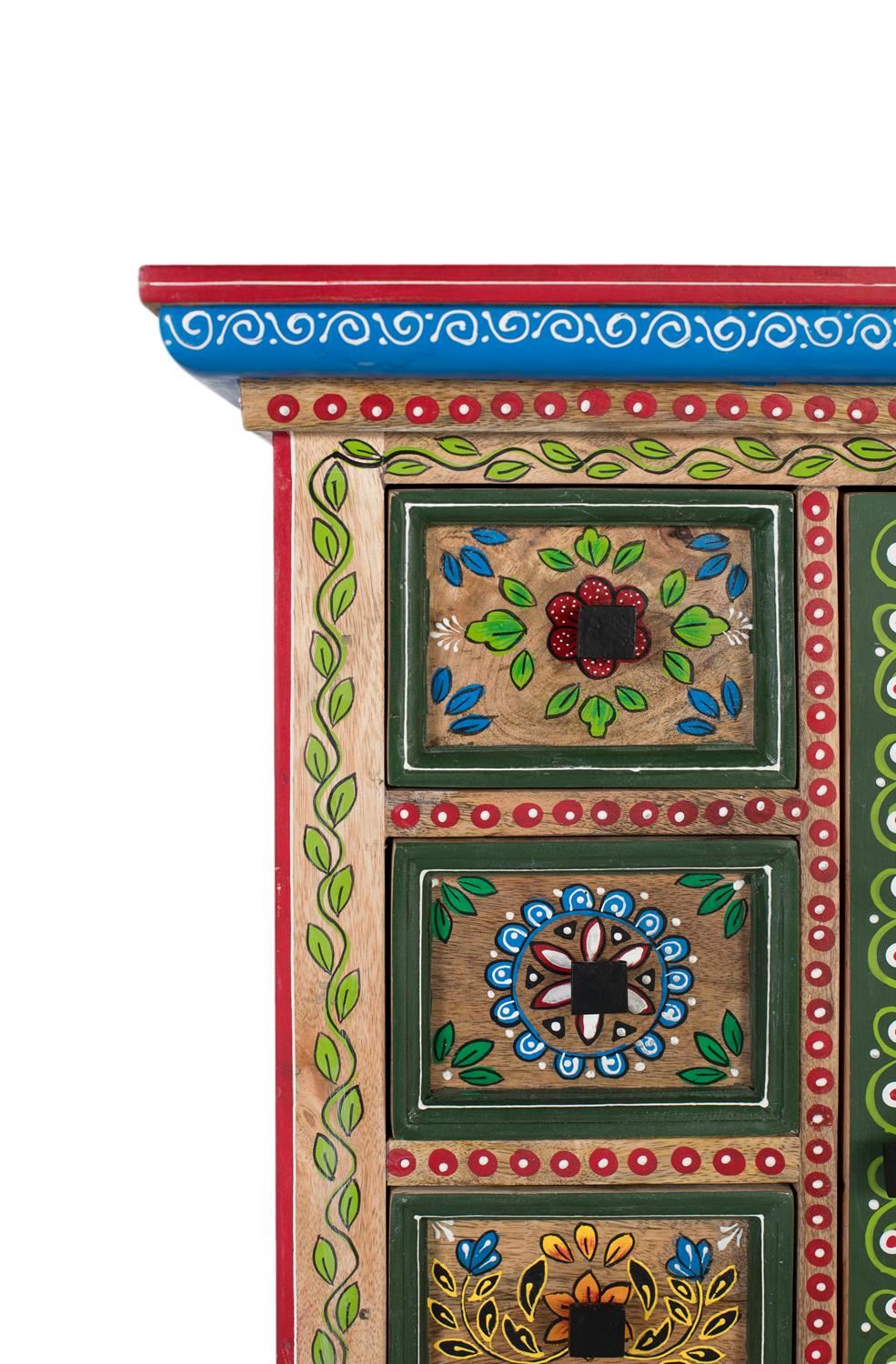 Credenza in legno di mango con anta decorata a mano