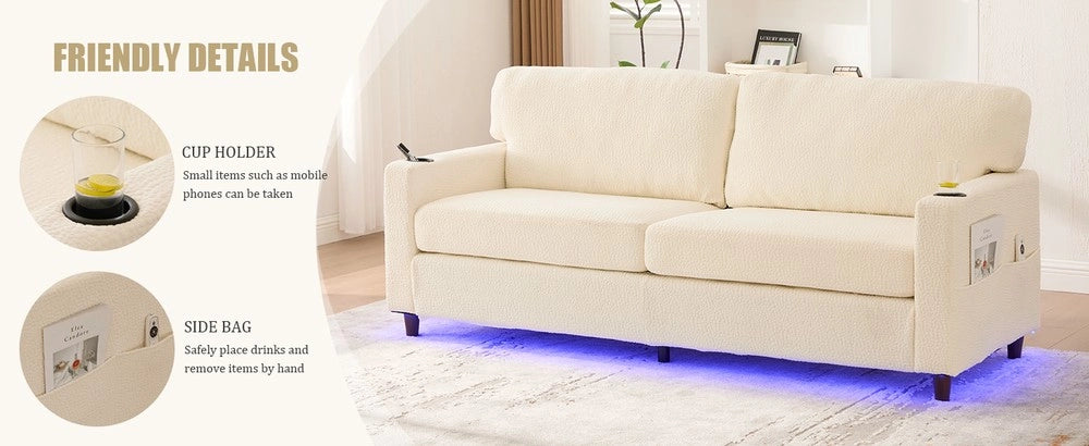 Divano 2 posti ¨C Minimal ¨C beige tessuto legno metallo cuscini imbottito