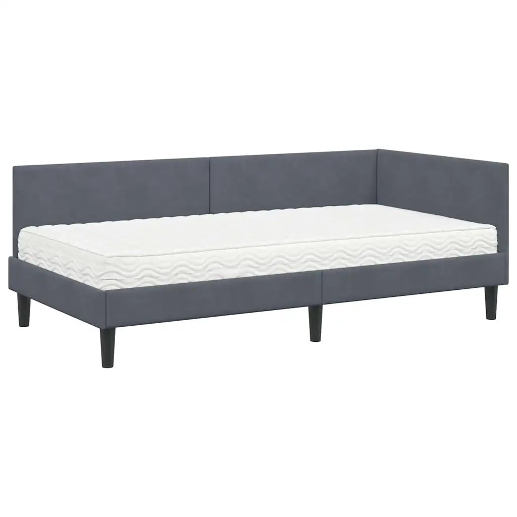 Struttura Letto Angolare con Materasso 2 pcs Grigio Velluto