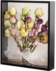 Supporto per foto in legno con fiori essiccati, display per fiori essiccati, supporto decorativo flottante, vetrina doppia faccia, per esposizione fiori essiccati, artigianato, 20 x 30 cm, nero