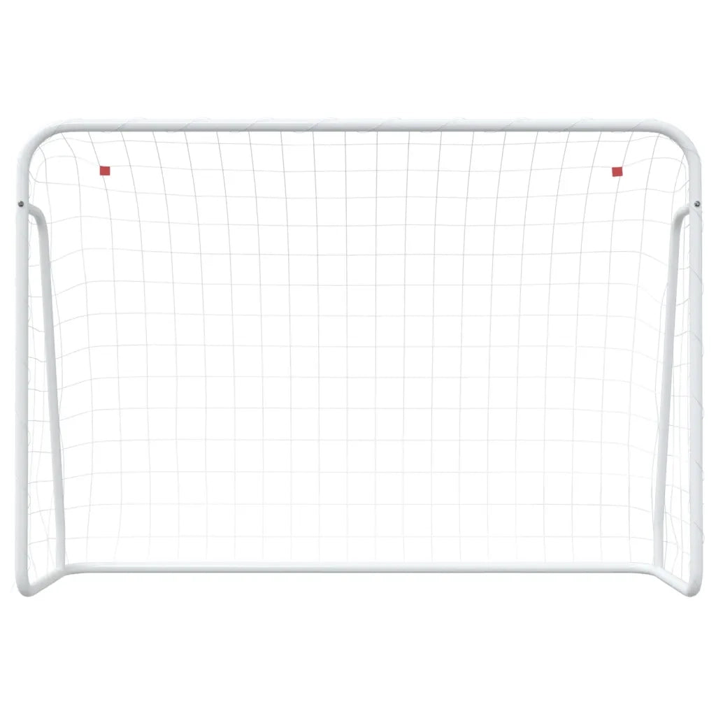 Porta da Calcio con Rete Bianca 214x75x152cm Acciaio Poliestere 93734