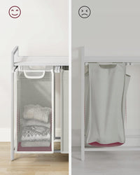 Cesto portabiancheria Valora bianco a 3 scomparti con piano in MDF stile loft