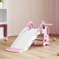 Scivolo bambini 3-in-1 a forma di giraffa con canestro e pallone, 106×51,5×52 cm, Rosa