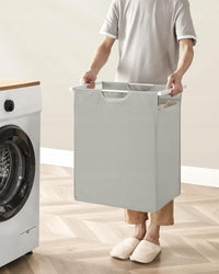 Cesto portabiancheria VALORA, contenitore per biancheria intima, bianco, MDF e acciaio - BLH101W01