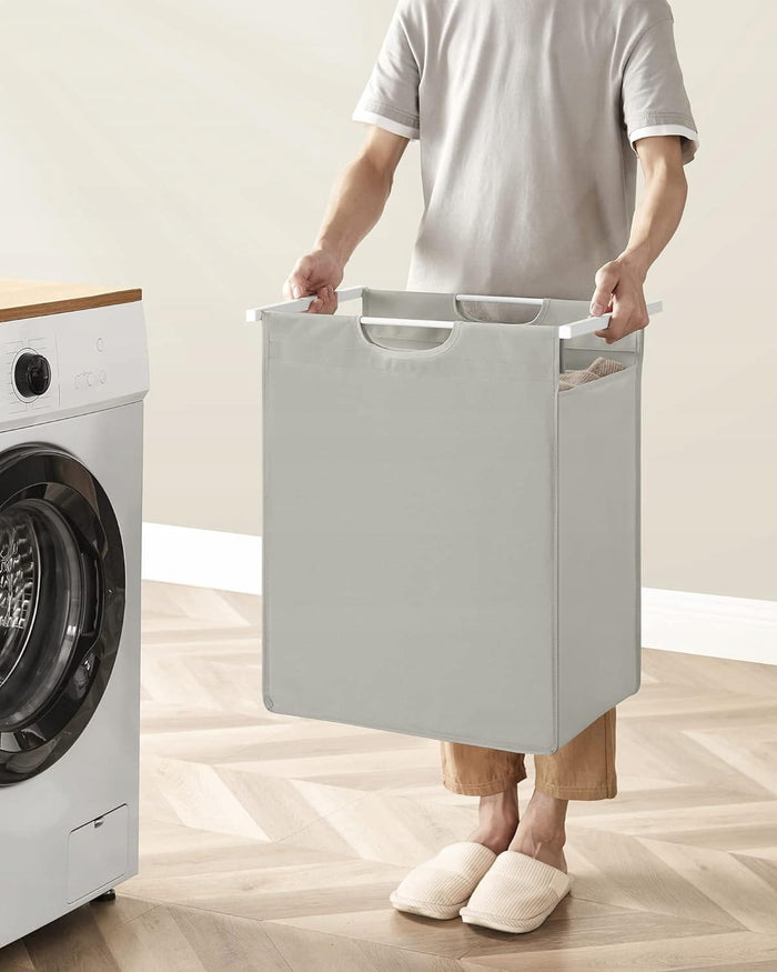 Cesto portabiancheria VALORA, contenitore per biancheria intima, bianco, MDF e acciaio - BLH101W01