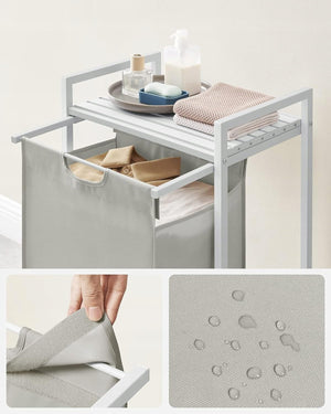 Cesto portabiancheria VALORA, contenitore per biancheria intima, bianco, MDF e acciaio - BLH101W01